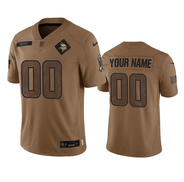 Mens Minnesota Vikings Active Player Custom 2023 Brown Salute To Setvice Limited Football Stitched Jersey